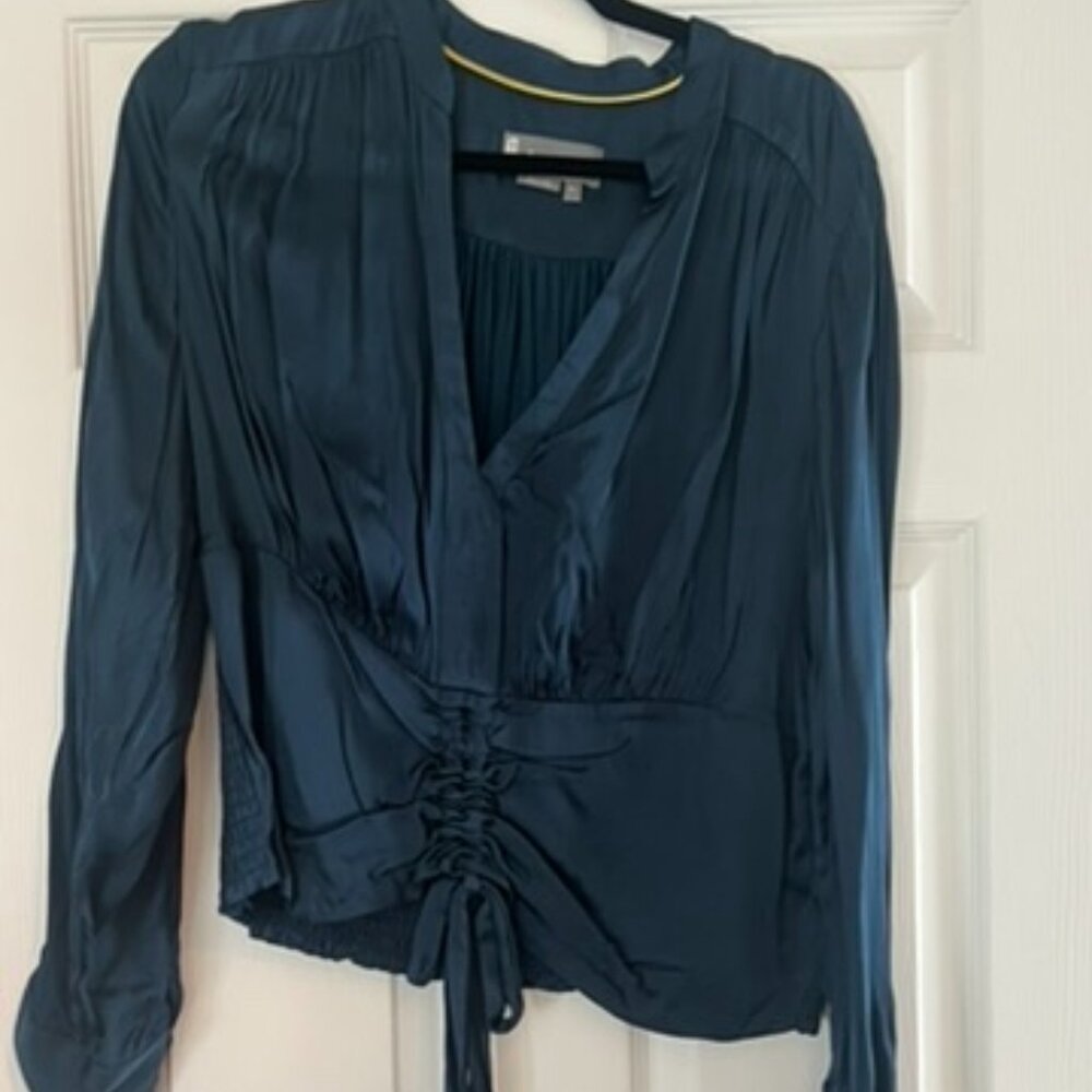 Anthropologie Silk Teal Crop Top